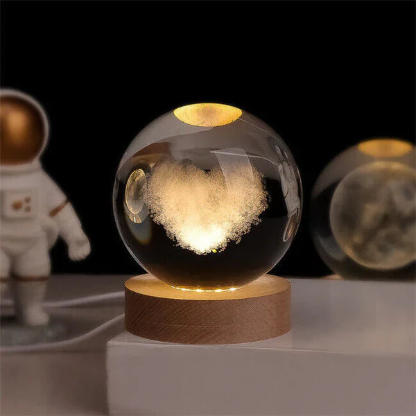 3D Carved Crystal Globe Lamp – Soft LED Night Light