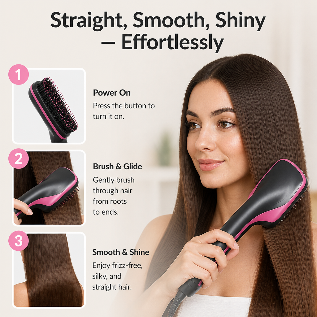 VioraSilk™ 2-in-1 Ionic Comb — Effortless Shine and Silky Smooth Hair Every Day