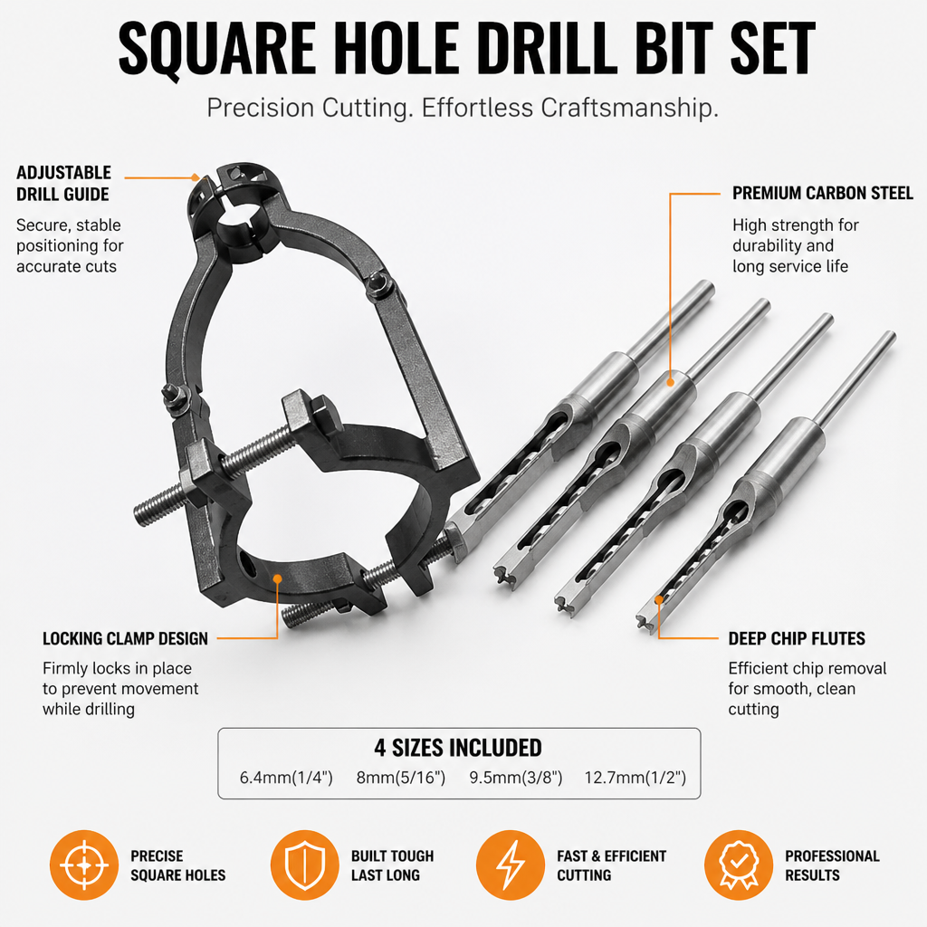 VeroEdge™ Square Hole Drill Bits — Effortless Precision for Flawless, Proud Craftsmanship