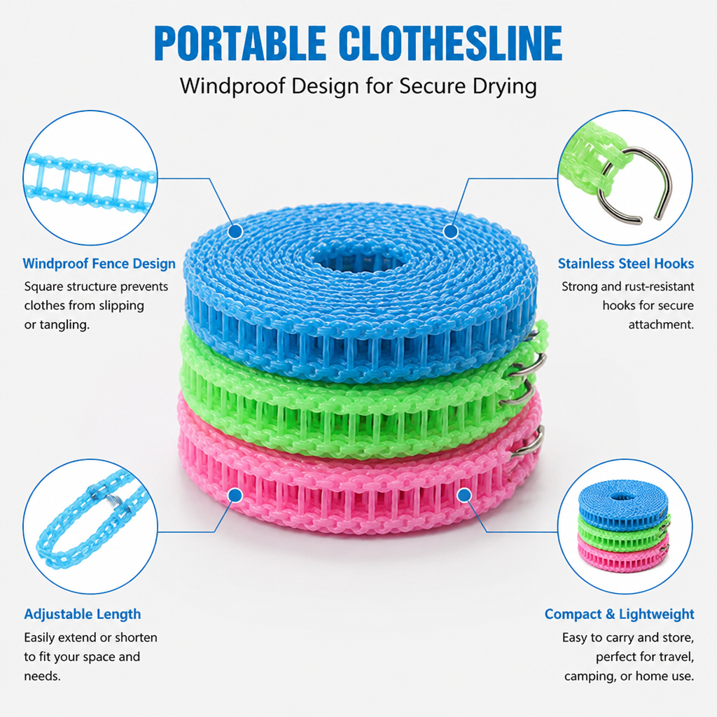 VentoDry™ Portable Clothesline — Keep Clothes Fresh, Crisp, and Perfect Anywhere You Hang It