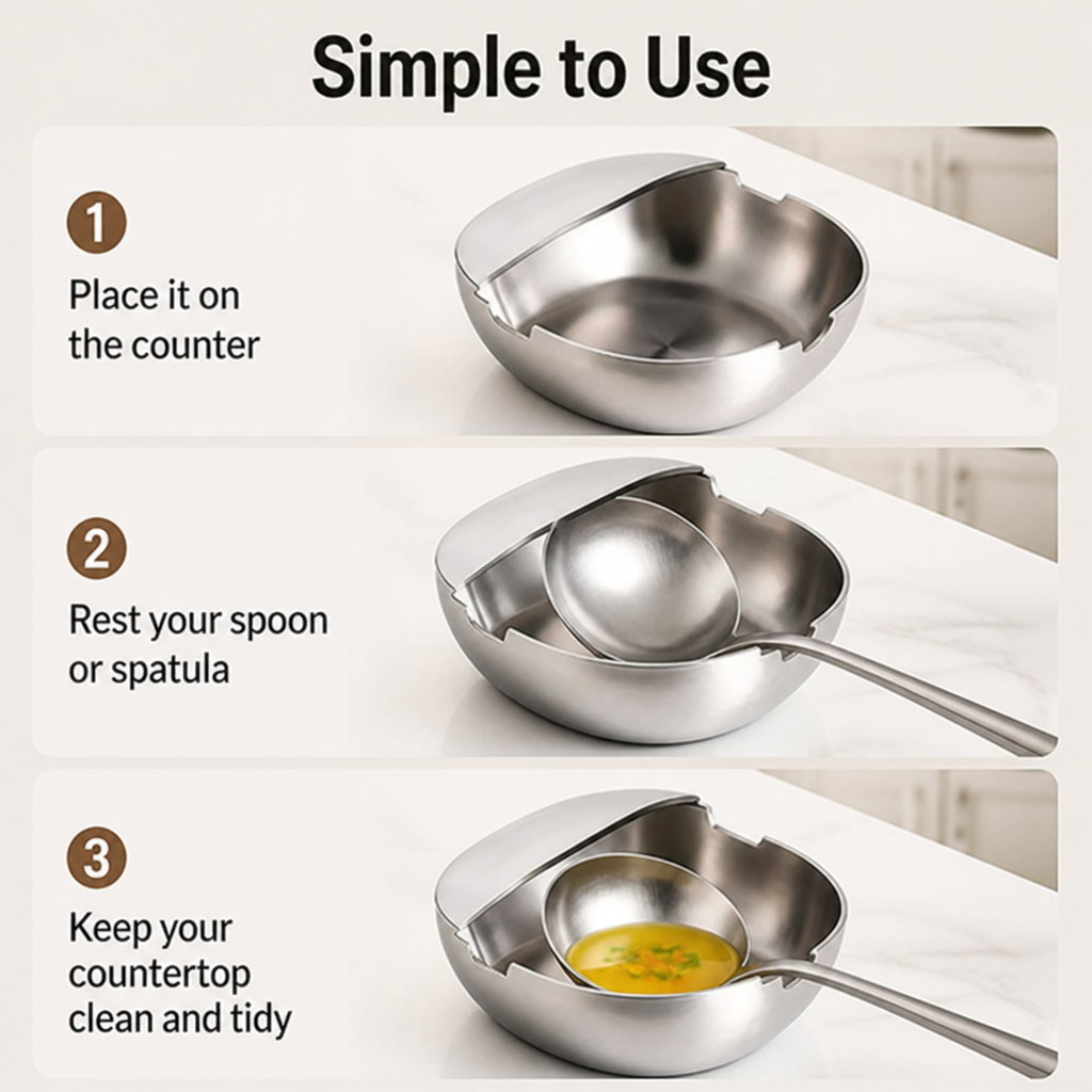 ArisPlate™ Stainless Spoon Rest — Keep Every Counter Spotless and Stress-Free While You Cook
