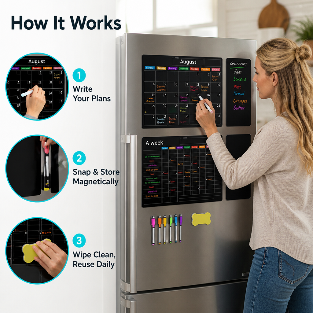 VibranceFlow™ Magnetic Calendar Set — Command Your Family’s Chaos with Colorful Clarity and Stress-Free Control