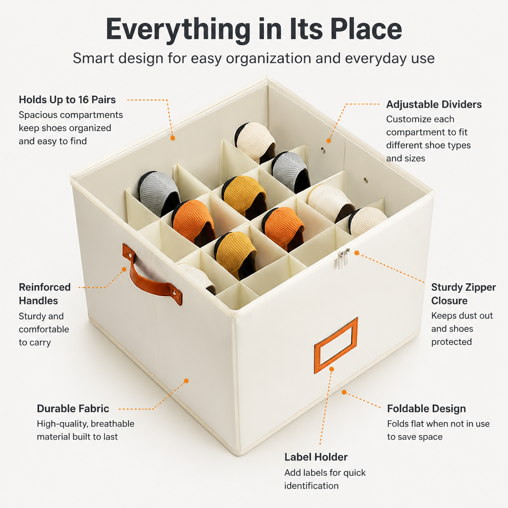 SlipNest™ Fabric Shoe Organizer — Transform Clutter into Calm and Find Every Pair Instantly