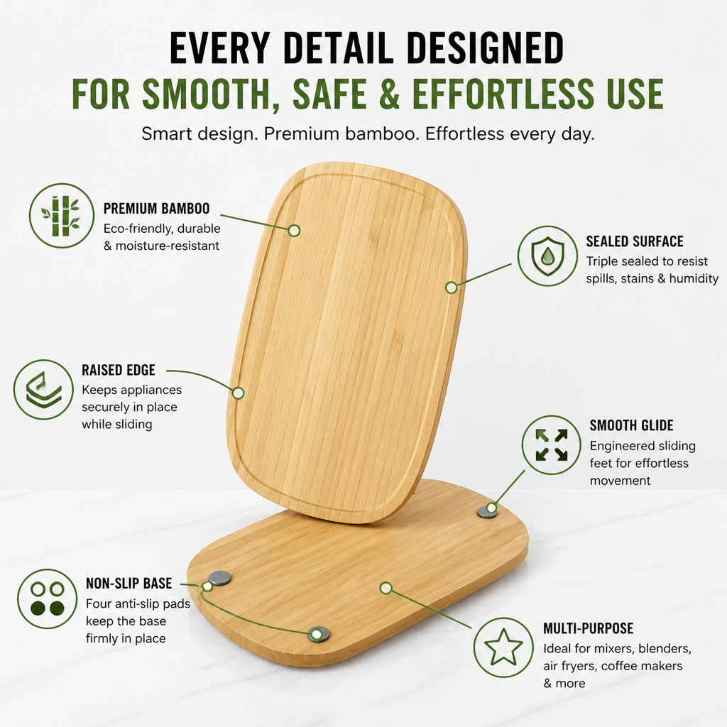 SlipFlow™ — Swivel, Slide & Reclaim Your Counter Without Lifting a Thing