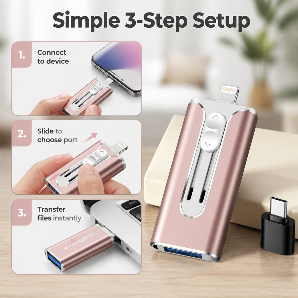 FlashNexa™ 4-in-1 Mobile U-Disk — Unlock Instant, Hassle-Free Storage Across All Your Devices
