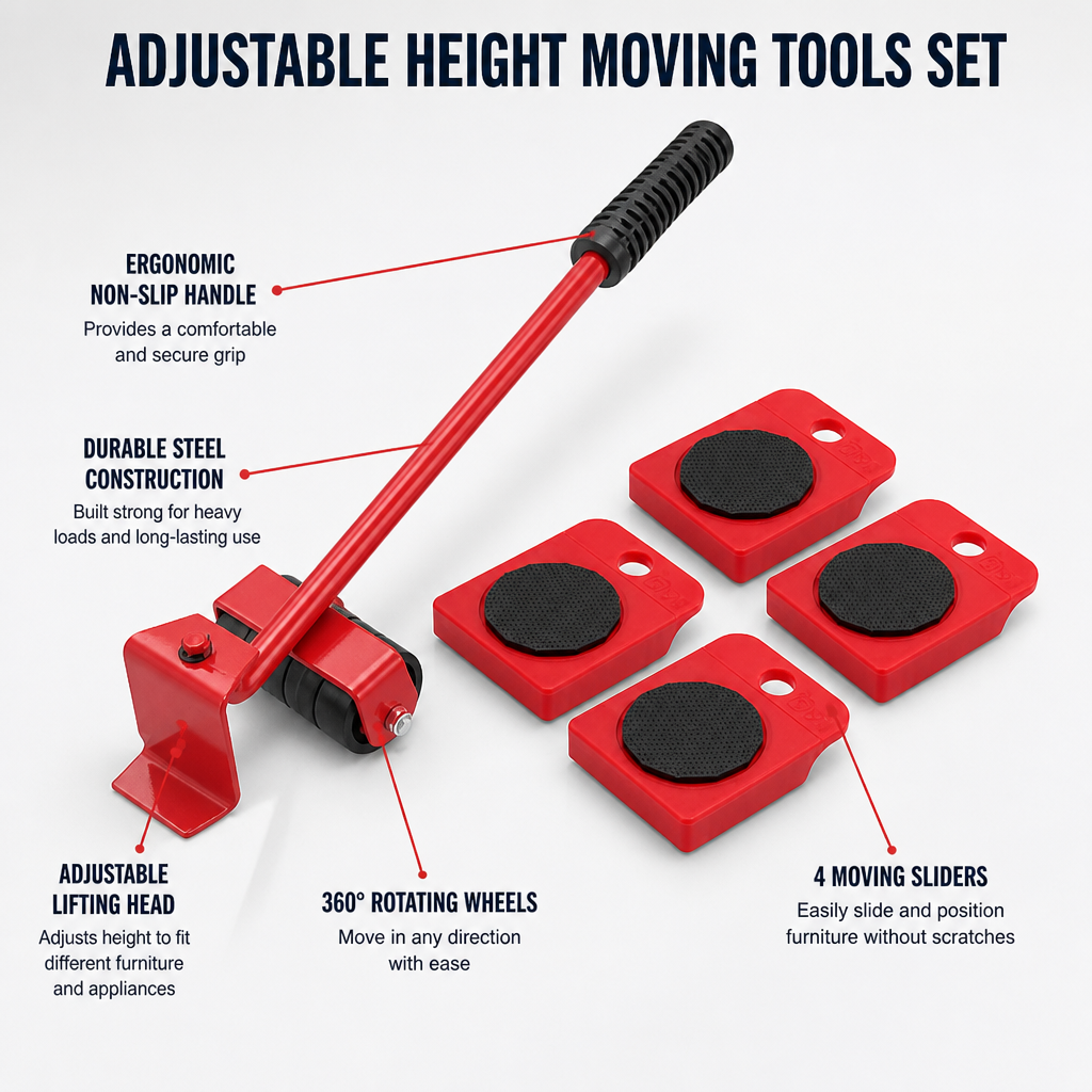 Adjustable Height Moving Tools Set™ — Move Heavy Furniture Effortlessly Without Back Pain