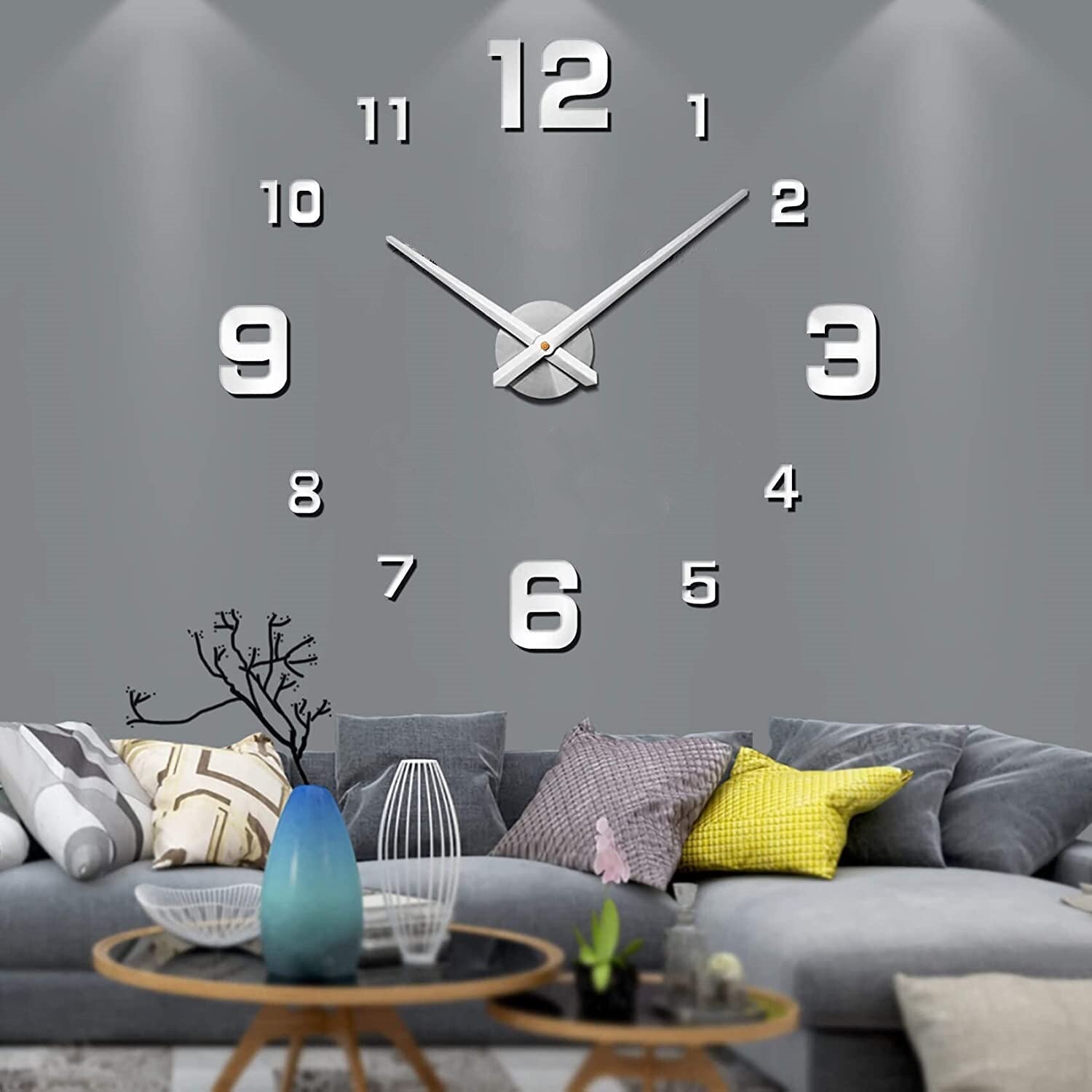 Modern Wall Clock Featuring 3D Raised Numbers Design