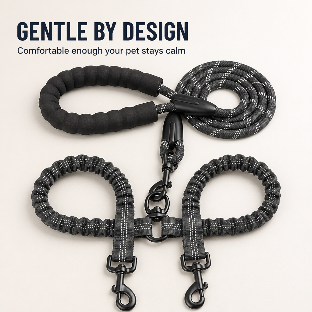 VersaTether™ — Effortless, Tangle-Free Control for Happier, Calmer Walks with Two Dogs
