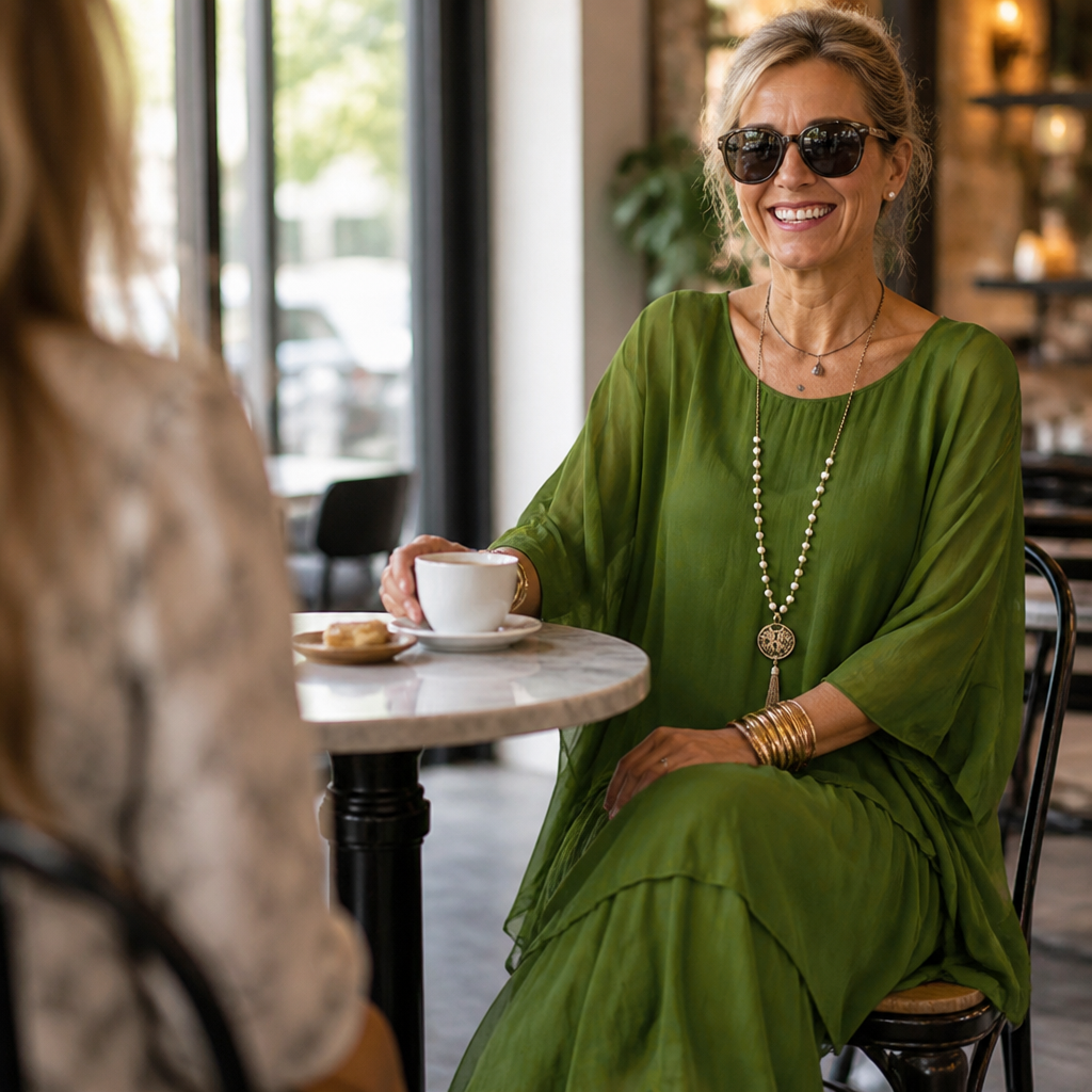 VeroLuxe™ – Flowy Tiered Maxi Dress with Cape Sleeves