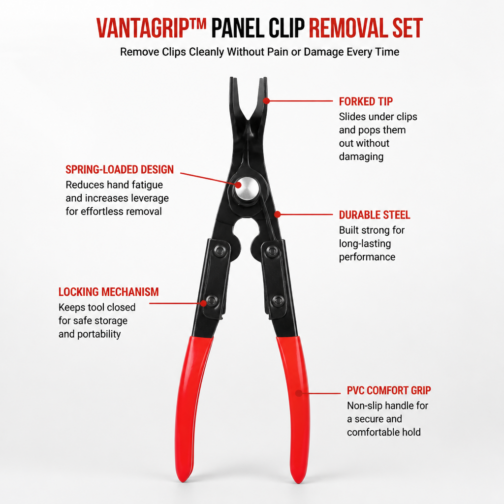VantaGrip™ Panel Clip Removal Set — Remove Clips Cleanly Without Pain or Damage Every Time