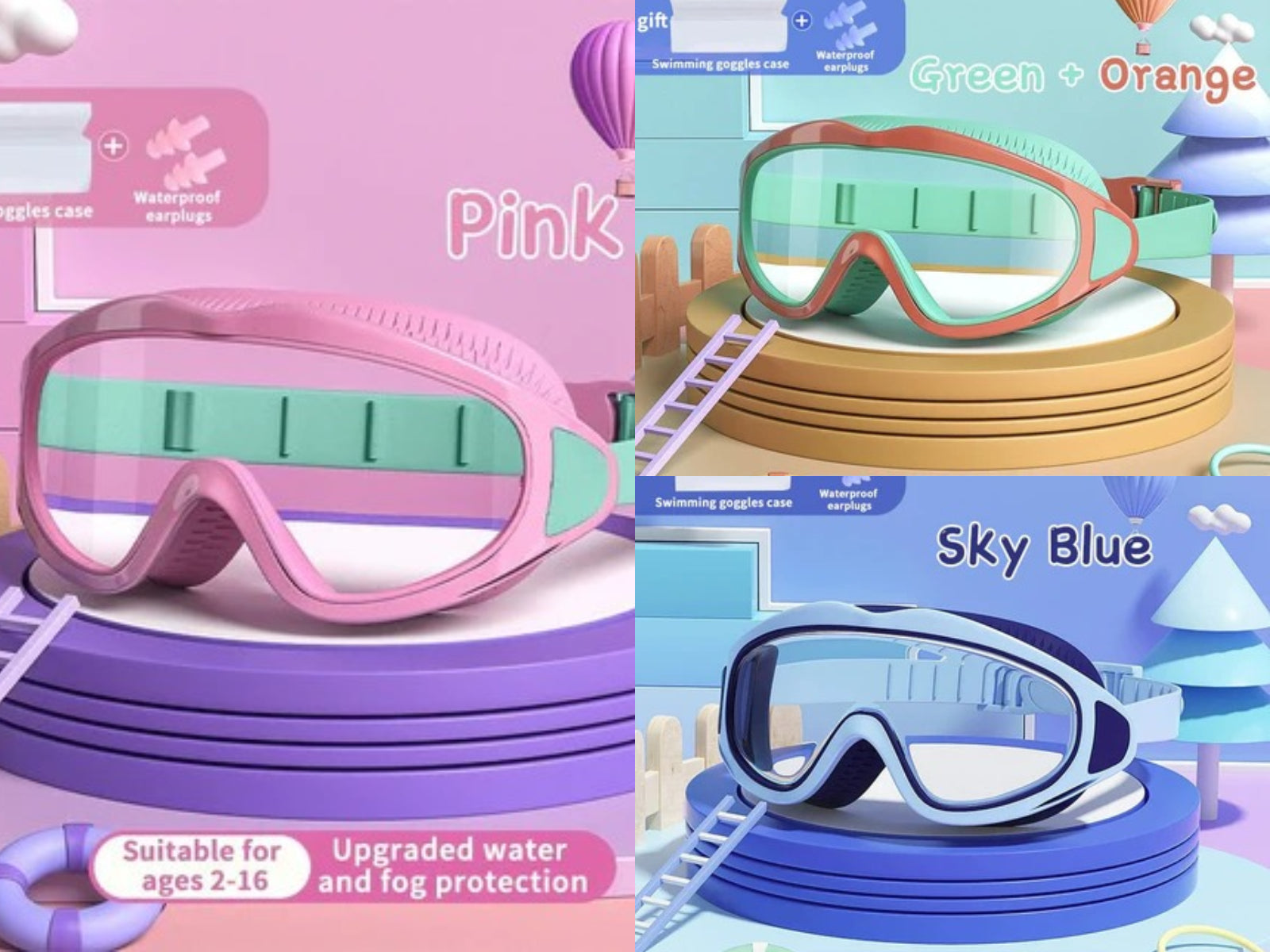 Kids' HD Swim Goggles – UV Protection and Anti-Fog Feature