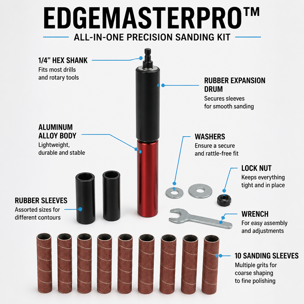 EdgeMasterPro™ — Sand Tight Curves & Contours Your Flat Sander Can't Reach