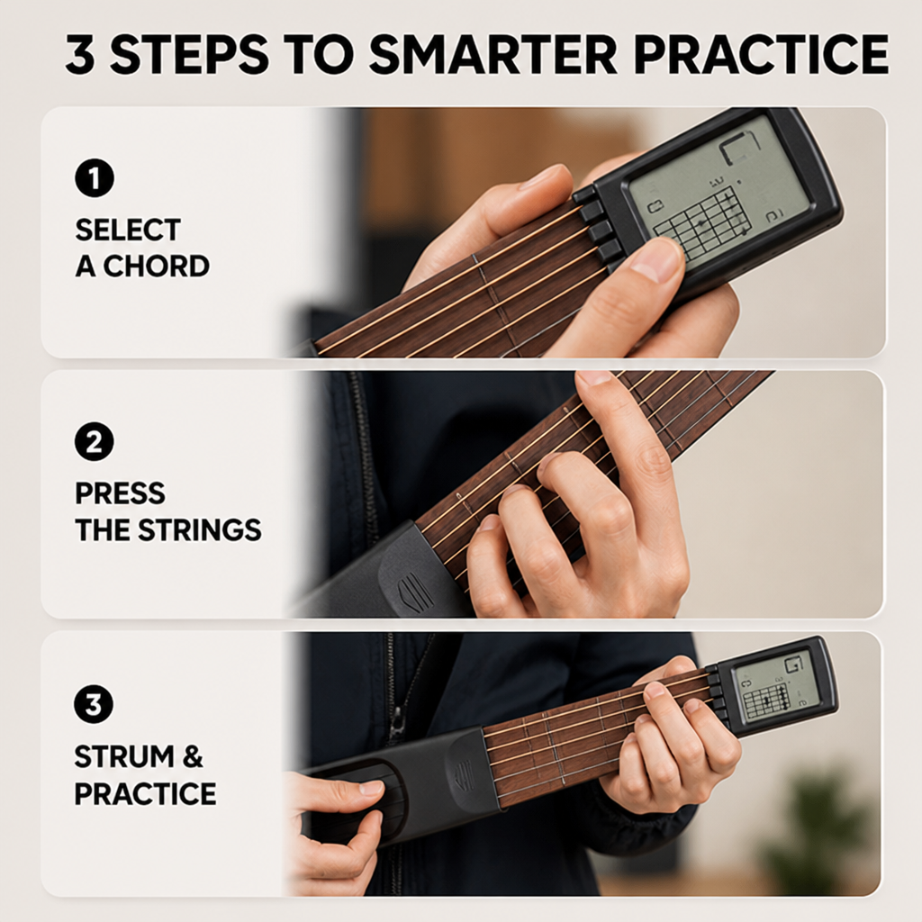 StrumEase™ — Transform Spare Moments into Confident, Quiet Guitar Mastery