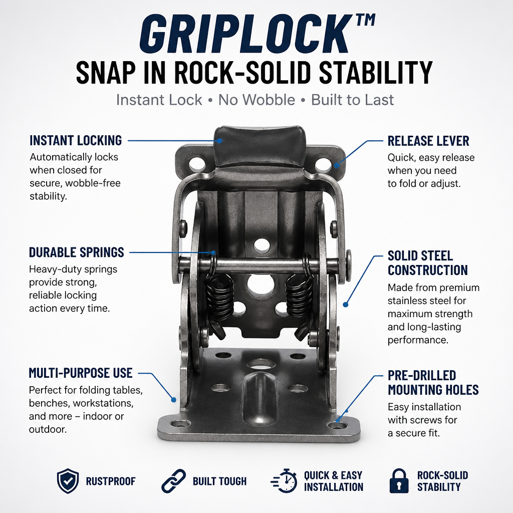 GripLock™ — Snap Folding Table Legs Into Rock-Solid, Wobble-Free Lock (x2)