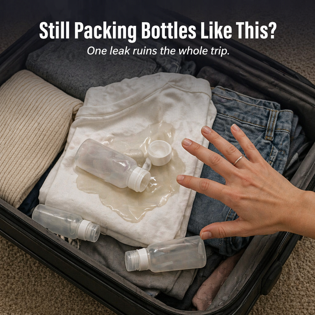 VoyaPack™ — Pack, Lock & Dispense All Four Toiletries From One Case