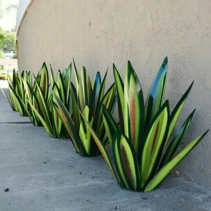 Turquoise Copper Outdoor Sculpture - Metal Agave Garden Light