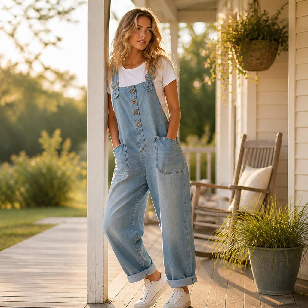 VieraFlex™ Relaxed Denim Jumpsuit — Feel Unstoppable Comfort and Effortless Confidence All Day Long