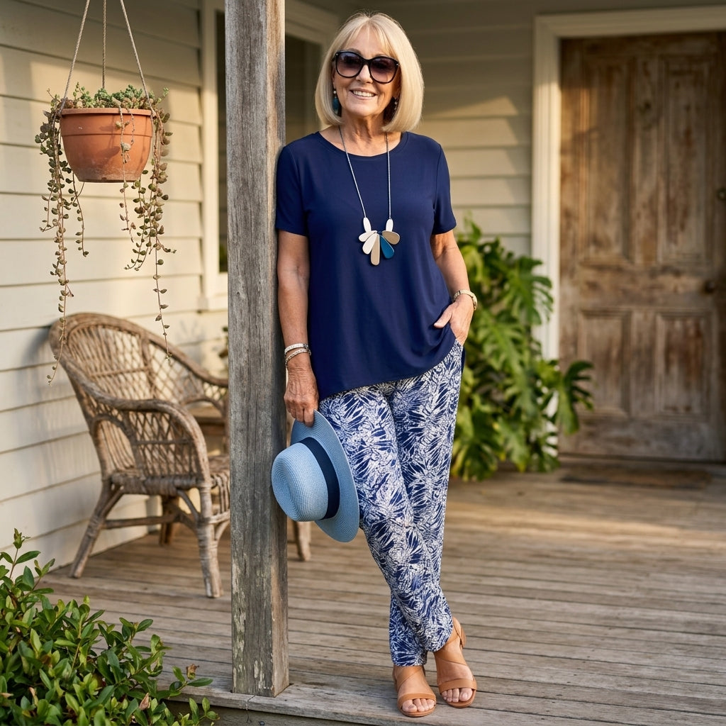 Ariselle™ – Relaxed Two-Piece Set with Soft Top and Printed Pants