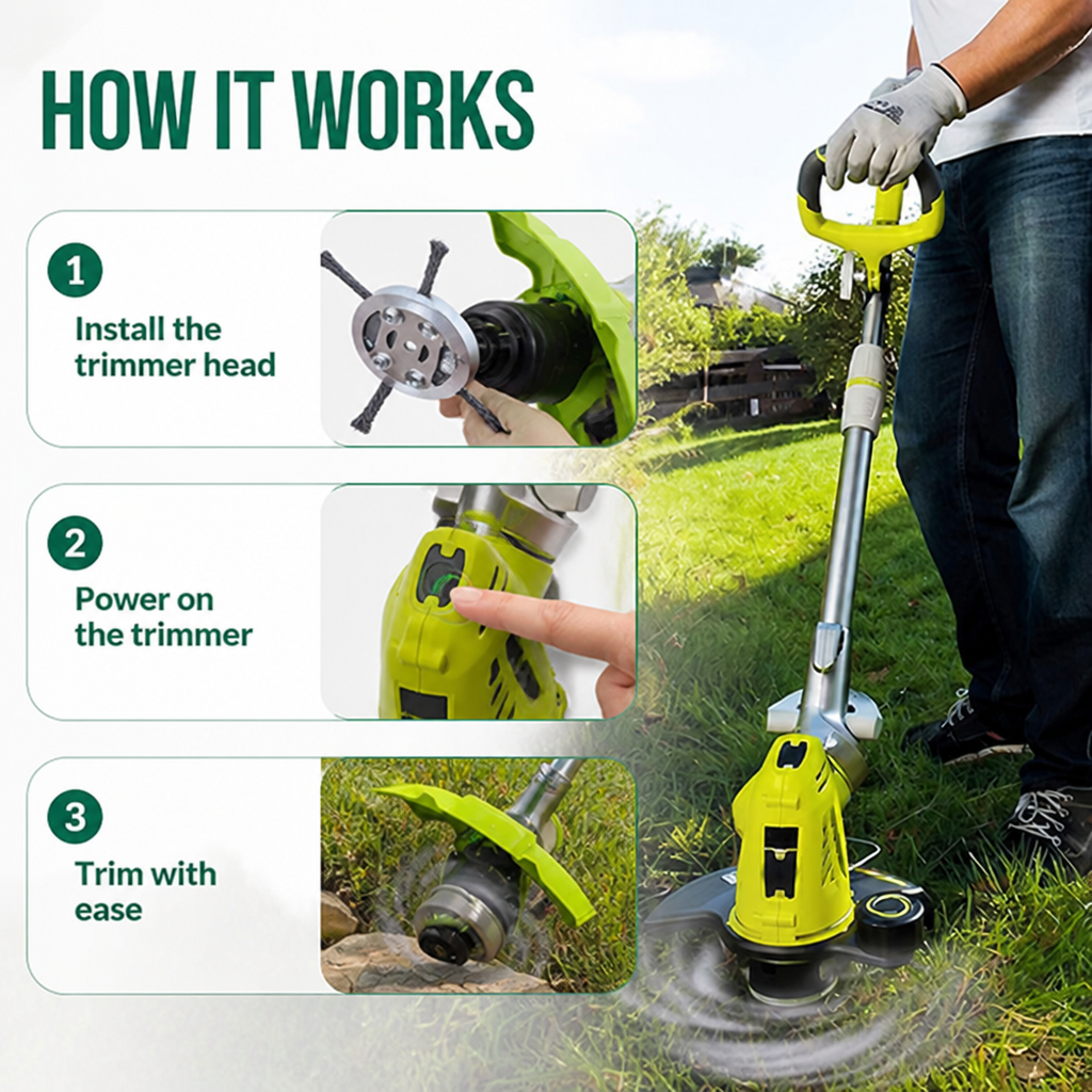 BladeJoy™ 10-inch Cordless Trimmer — Effortless Lawn Perfection Without the Pain or Hassle