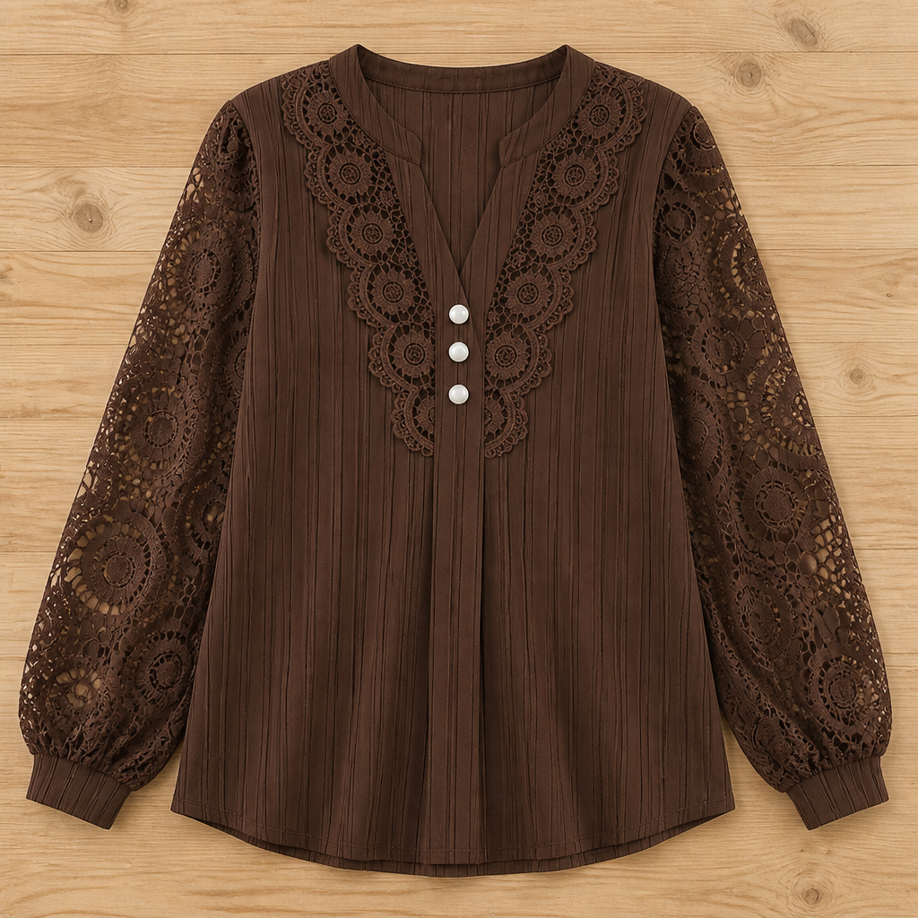 LumivaLace™ Pleated V-Neck Top — Unleash Effortless Elegance That Moves with You