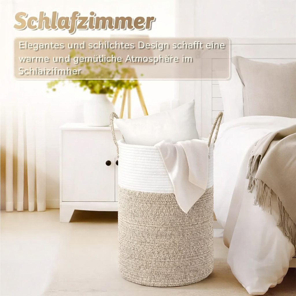 Collapsible Cotton Basket | 60L Laundry Hamper | Trendy Storage | RopeBasket