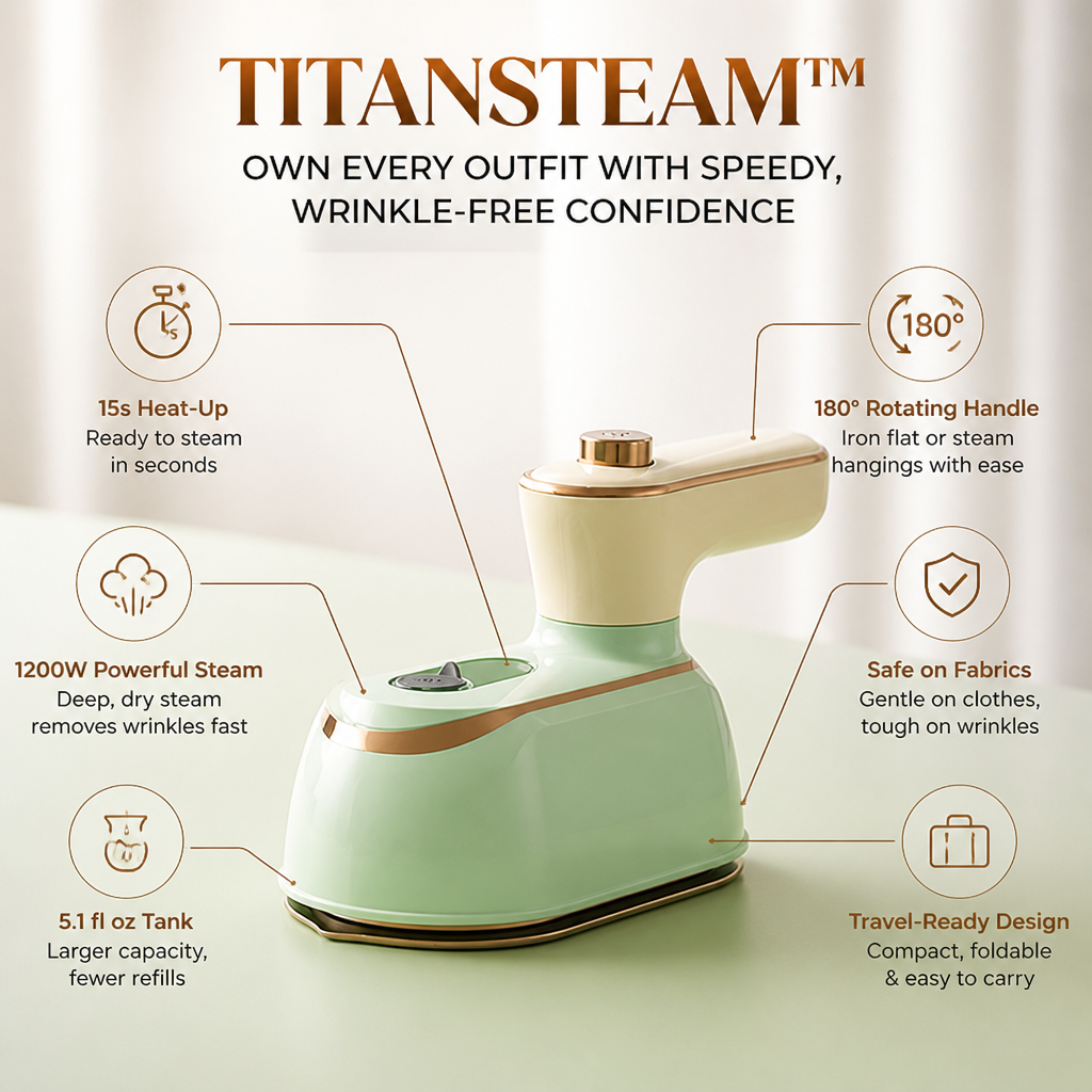 TitanSteam™ — Own Every Outfit with Speedy, Wrinkle-Free Confidence