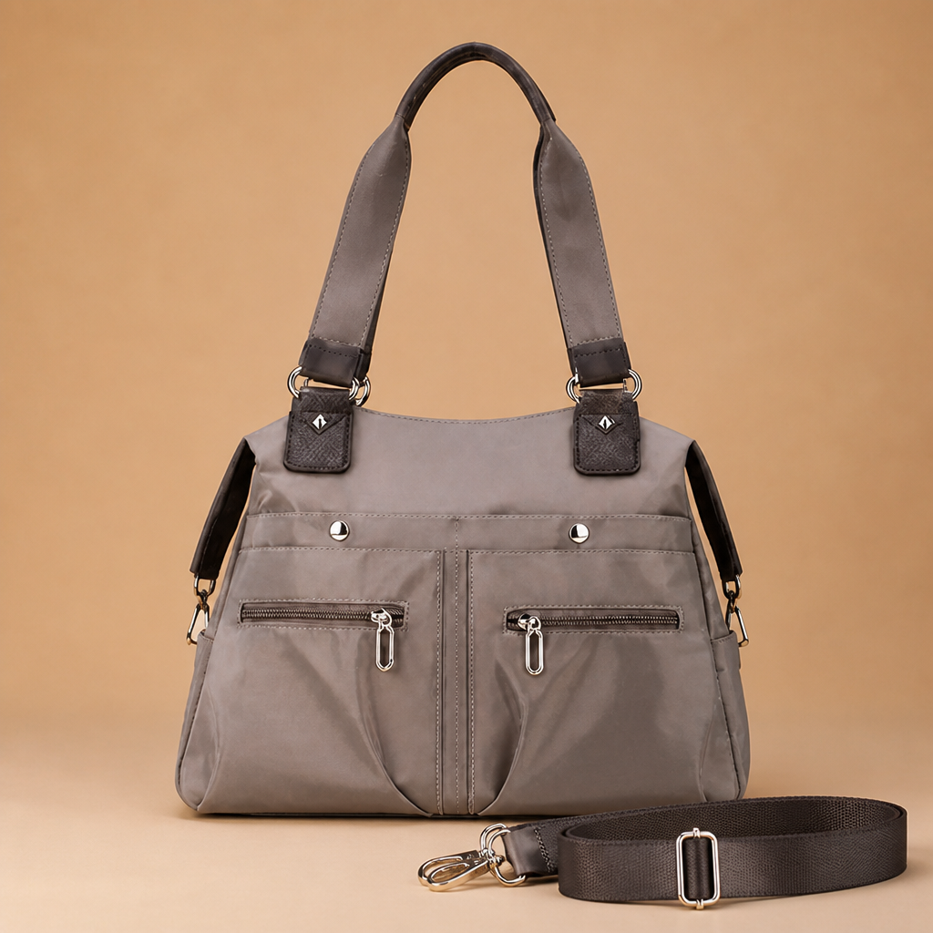 VeroStride™ – Soft Nylon Shoulder Bag with Detachable Crossbody Strap