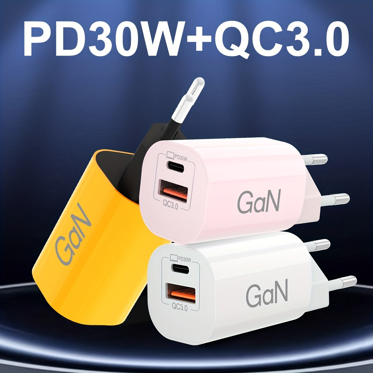 30W Dual-Port USB-C Charger with GaN Technology