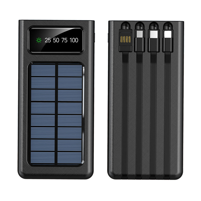 Solar Charger 30000mAh with 4 USB Ports and Integrated Cables