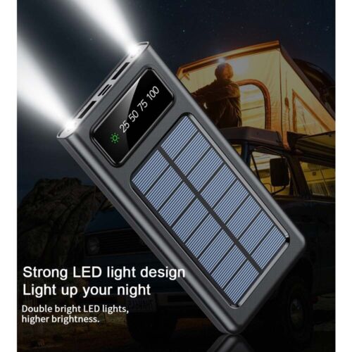 Solar Charger 30000mAh with 4 USB Ports and Integrated Cables