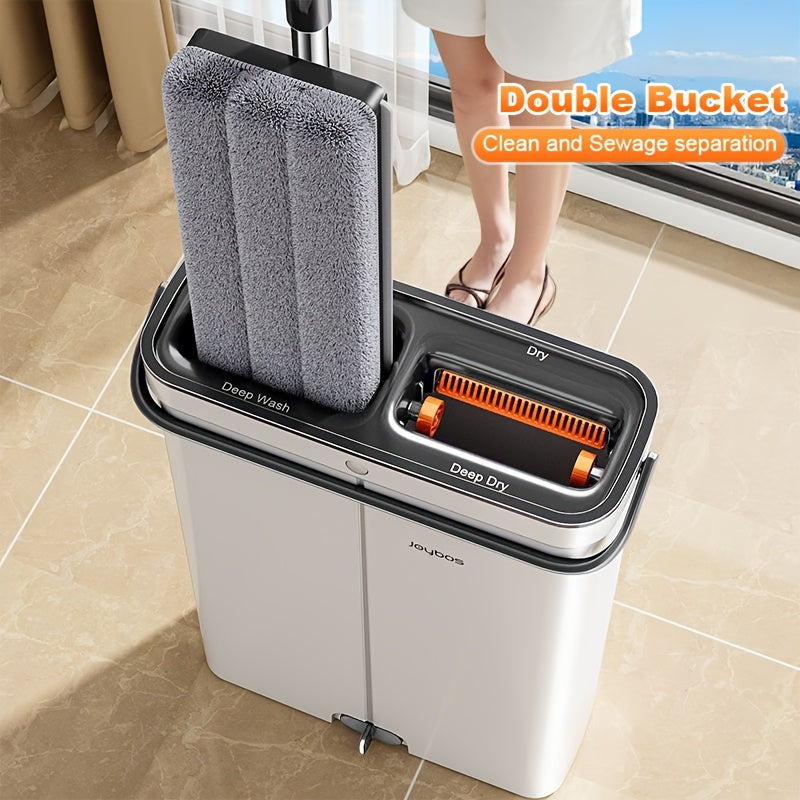 Flat Mop Set with Bucket and Wringing System
