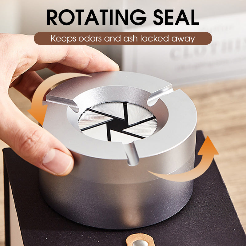 Stainless Steel Ashtray with 360° Rotary Lid