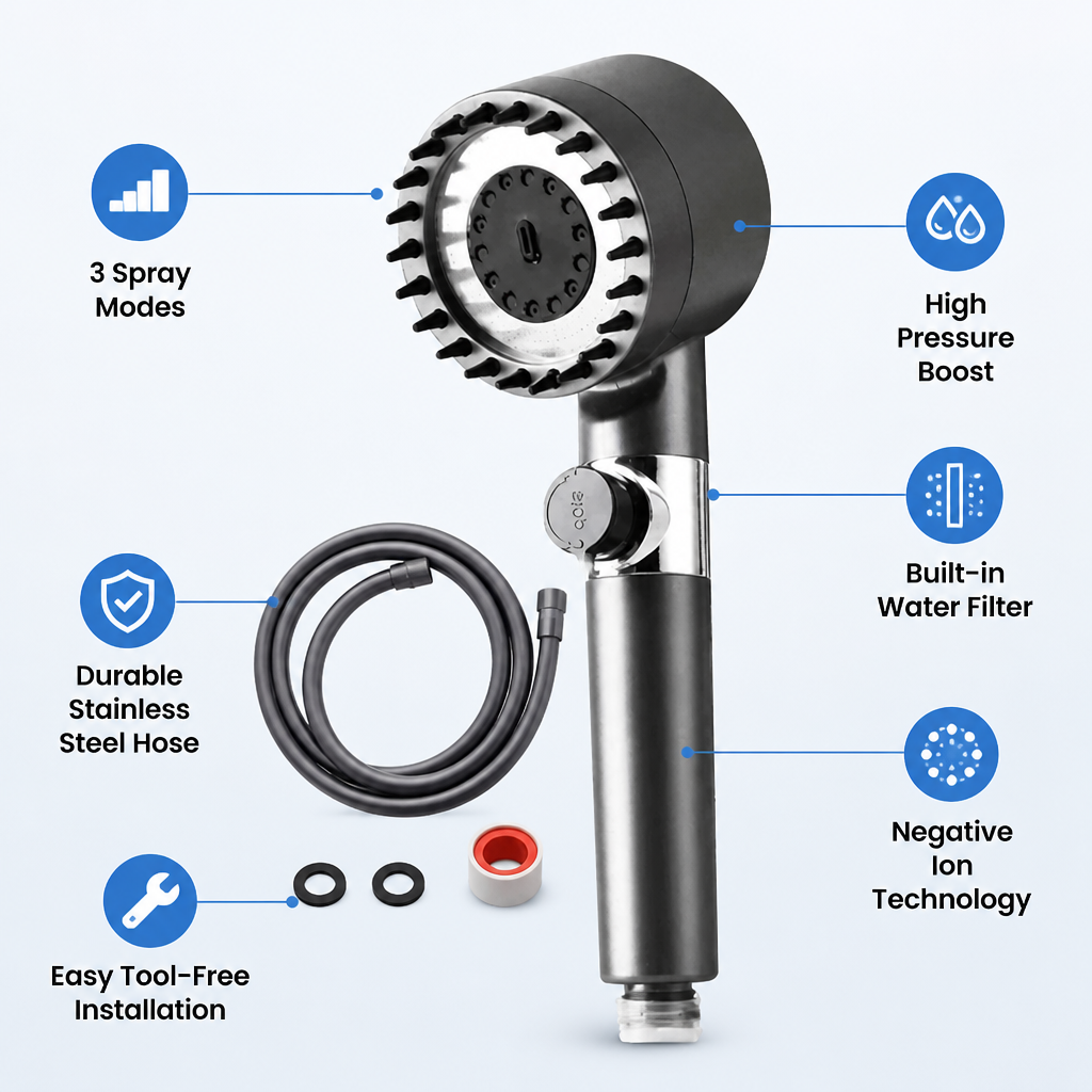 AquaVita™ 4-in-1 Shower Head — Transform Your Shower Into a Revitalizing Spa Escape Every Day
