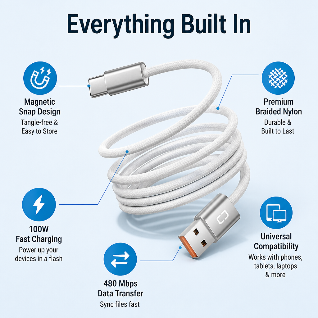 AeroMag™ — Charge Faster, Stay Tangle-Free, and Own Your Space Instantly