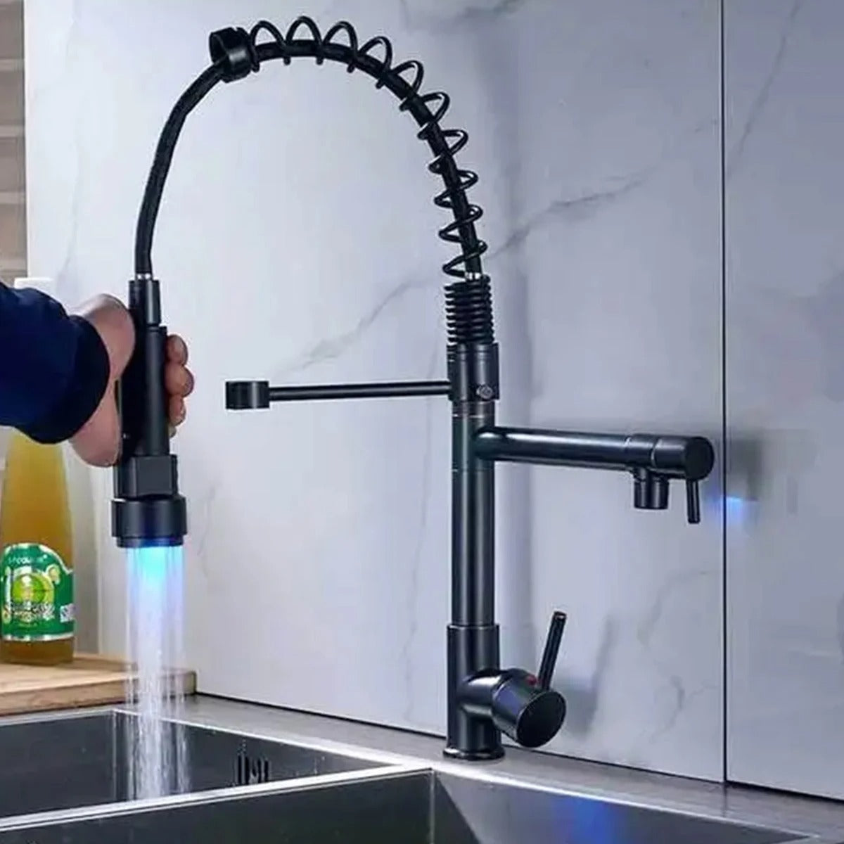Matte Black Kitchen Faucet with 360-Degree Swivel Design