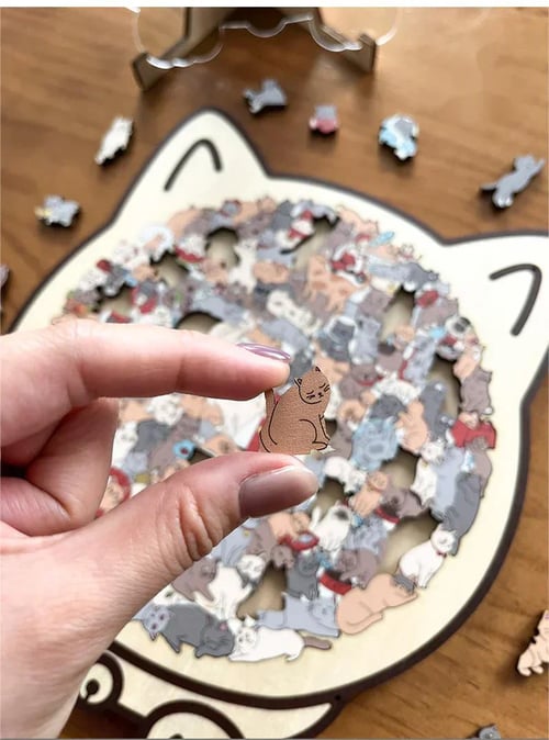 Calming Wooden Puzzle for Cat Lovers