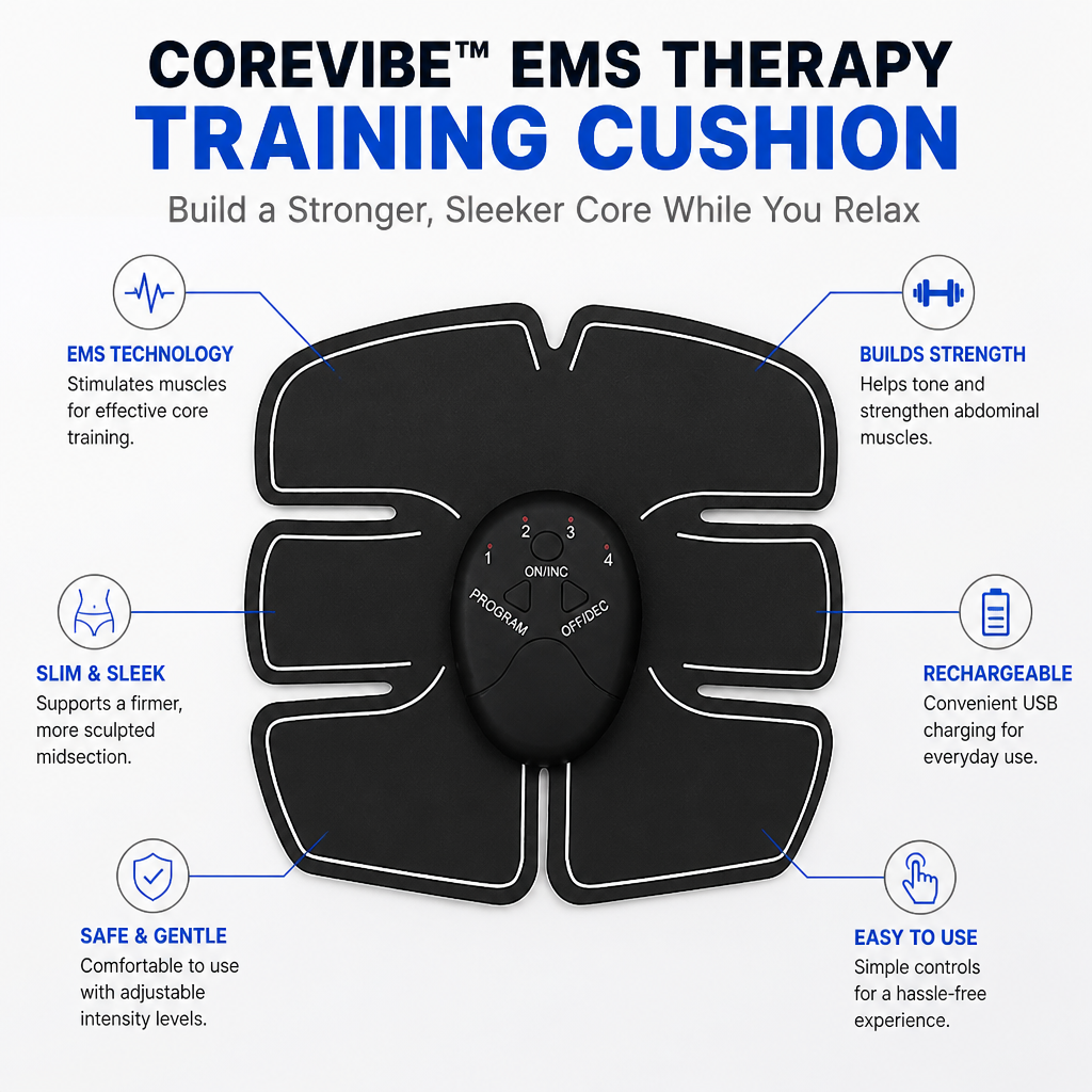 CoreVibe™ EMS Therapy Training Cushion — Build a Stronger, Sleeker Core While You Relax