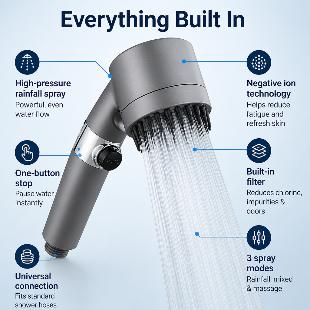AquaVita™ 4-in-1 Shower Head — Transform Your Shower Into a Revitalizing Spa Escape Every Day