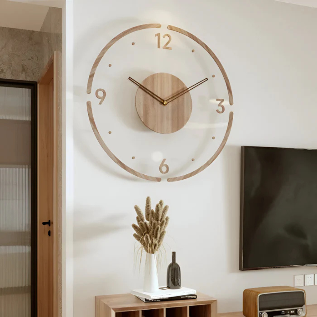Contemporary Silent Wall Clock 30 cm in Acrylic and Wood