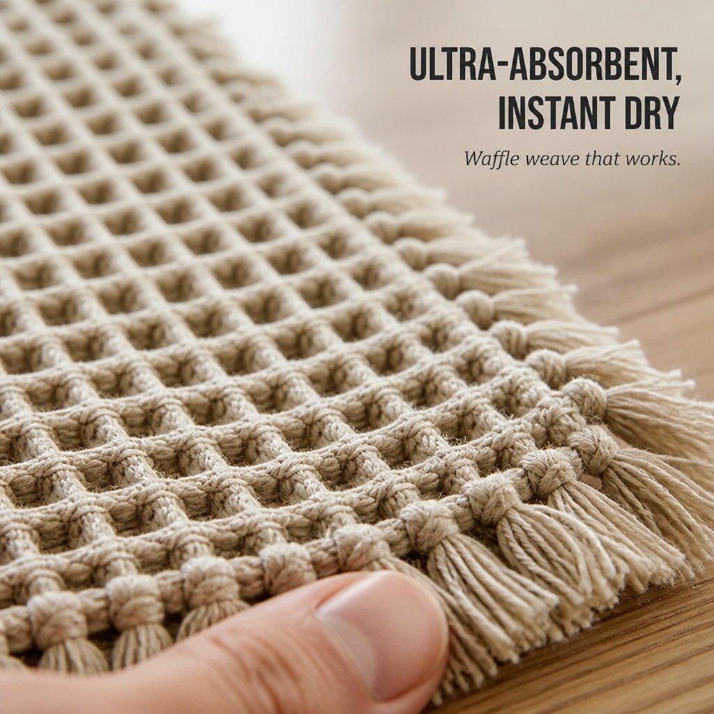 AquaSilk™ Waffle Bath Mat — Step onto Instant Dryness and Cozy Safety Every Time