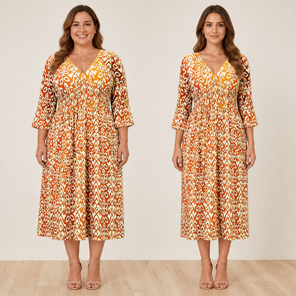 CelestialAura™ Floral V-Neck Dress — Flaunt Your Curves with Effortless Elegance and All-Day Comfort