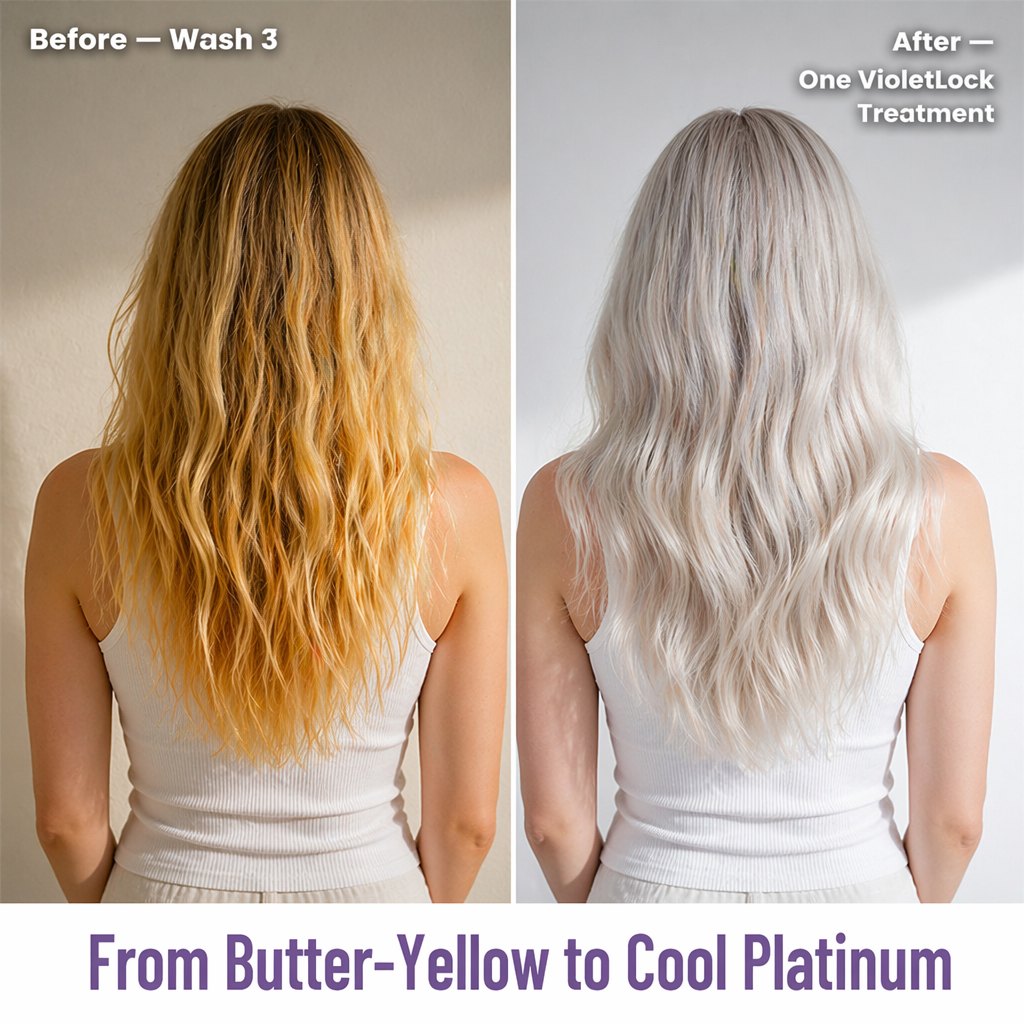 VioletLock™ — Kill Brassy Yellow, Deep-Condition & Keep Blonde Cool Between Salon Visits