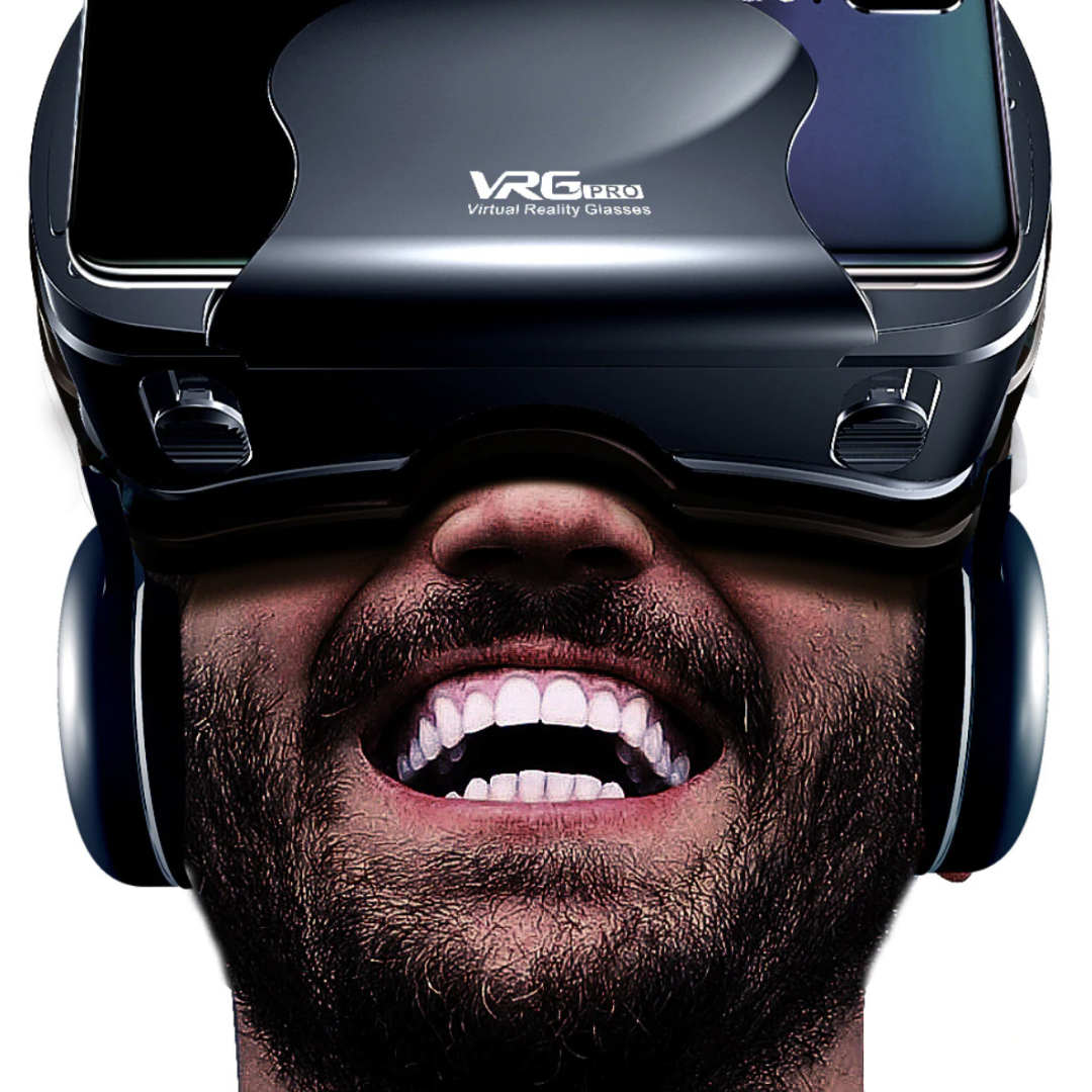 VR Headset with Built-in Headphones – Adjustable Lenses, Broad View & Universal Phone Support | Immersive 3D Experience for Smartphones