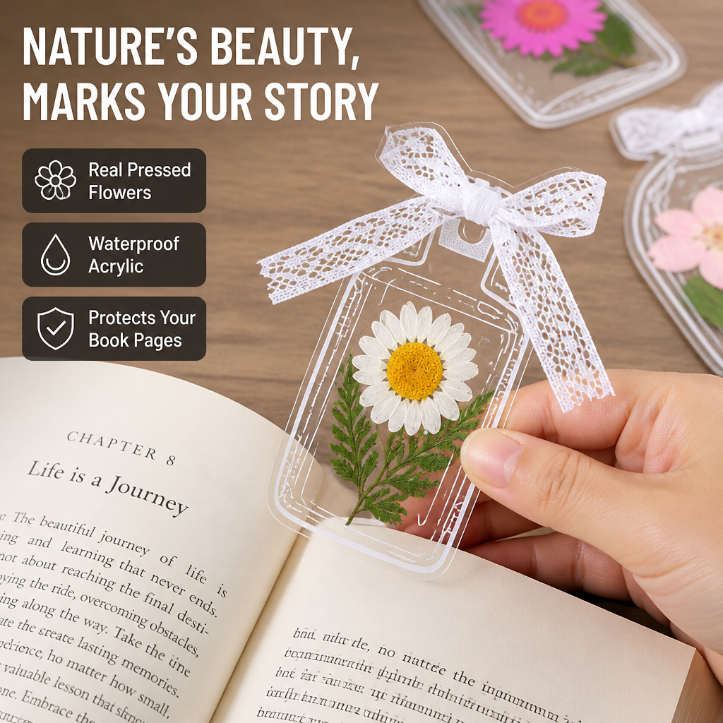 VerdantaLeaf™ — Mark Your Page With Real Pressed Flowers Sealed in Waterproof Acrylic