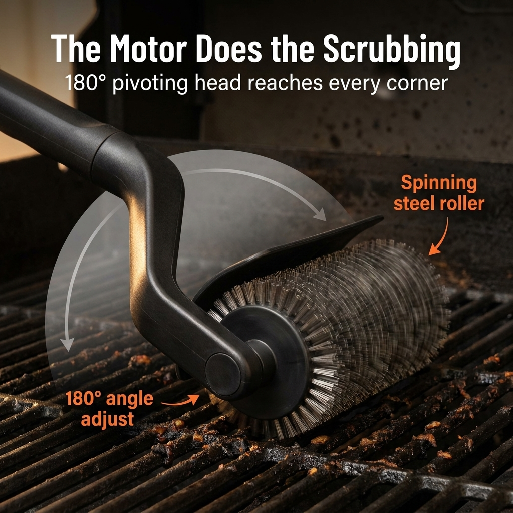 TurboGrillPro™ — Spin Through Burnt-On Grease in Minutes, No Scrubbing Required
