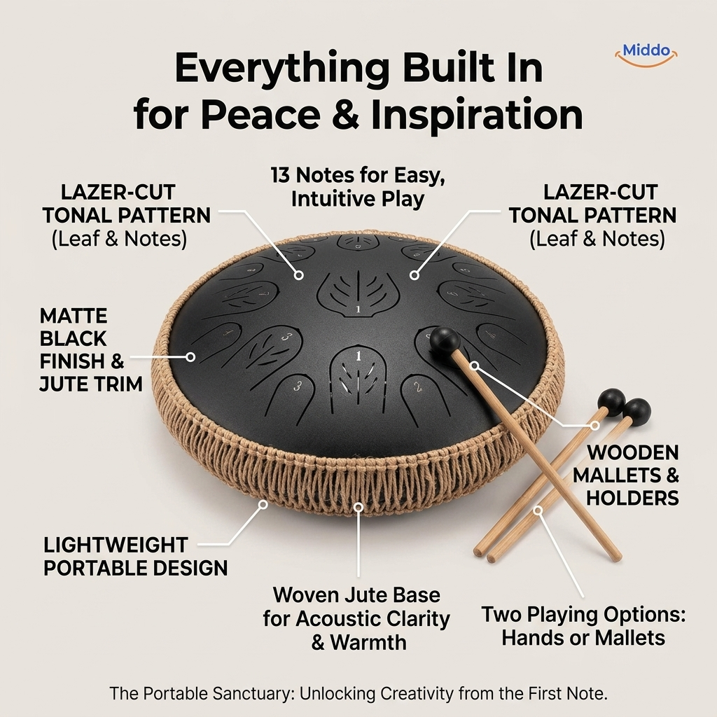 SereniTone™ Steel Tongue Drum — Instantly Melt Stress and Unlock Your Creative Flow