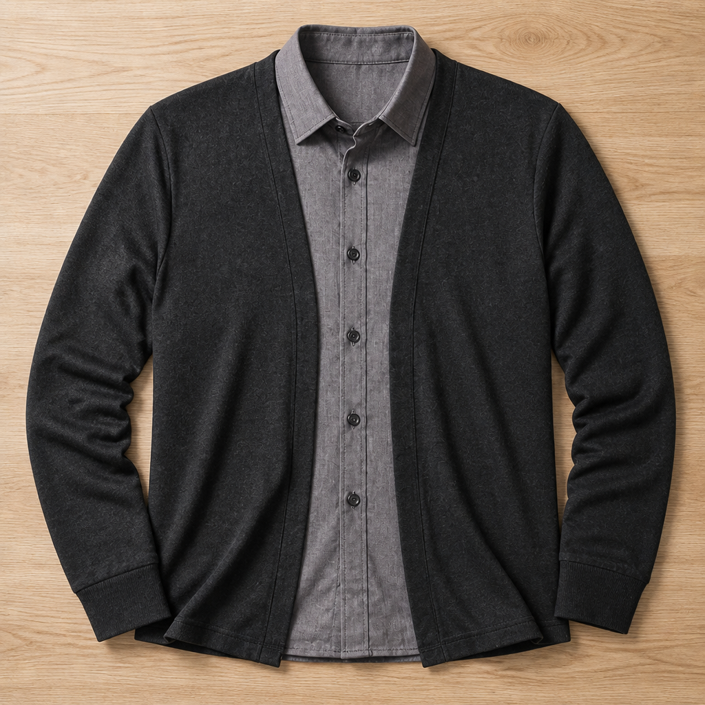 ApexForm™ – Slim-Fit 2-in-1 Knit Shirt with Layered Cardigan Look