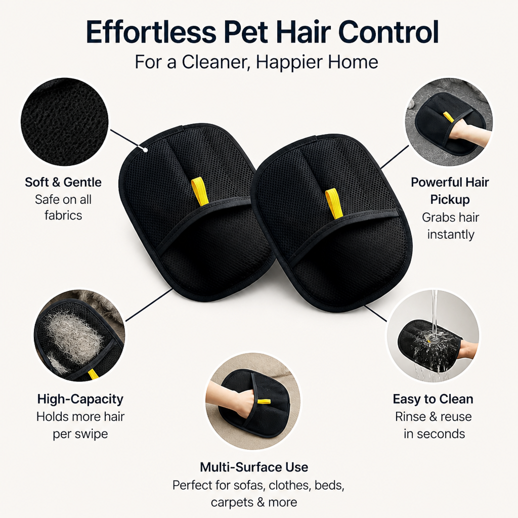 FurTamer™ HairGloves — Effortless Pet Hair Control for a Peaceful, Allergy-Free Home