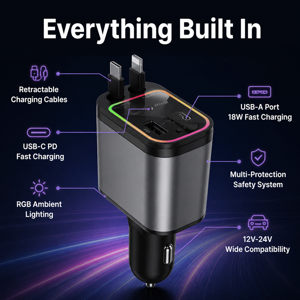 VoltAura™ 120W — Charge at Lightning Speed While Transforming Your Ride into a Stunning Starry Escape
