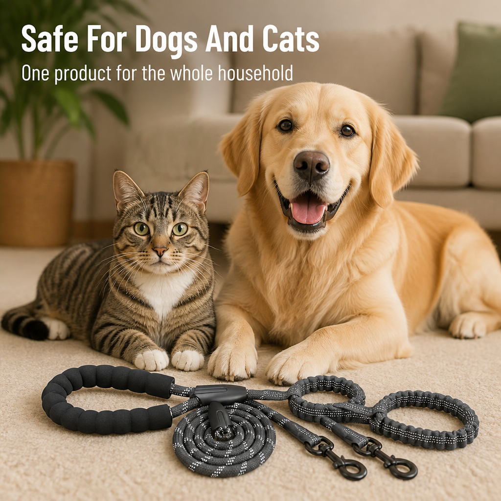 VersaTether™ — Effortless, Tangle-Free Control for Happier, Calmer Walks with Two Dogs